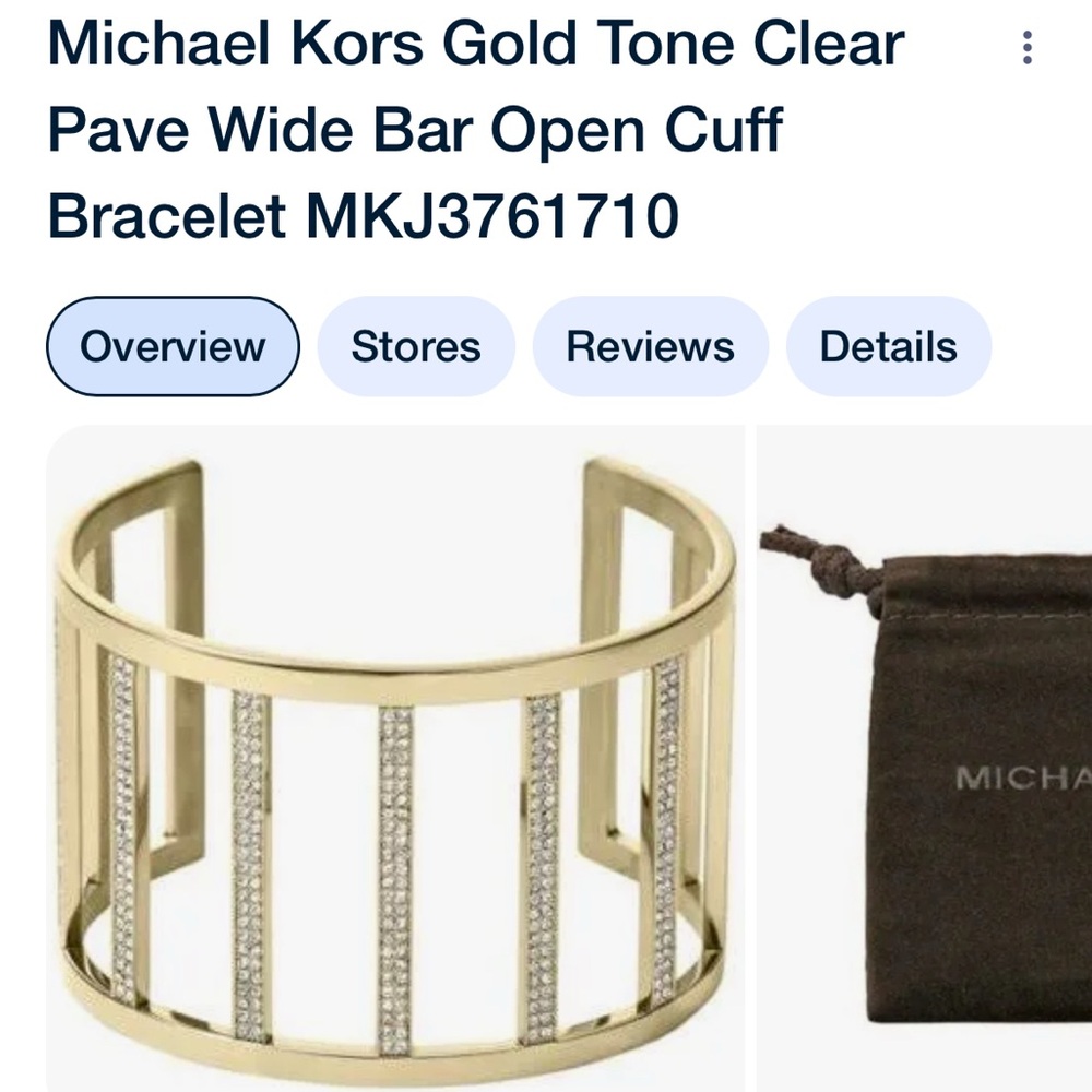 Michael Kors Gold Tone Clear Pave Wide Bar Open Cuff Bracelet‎ (MKJ3761710,